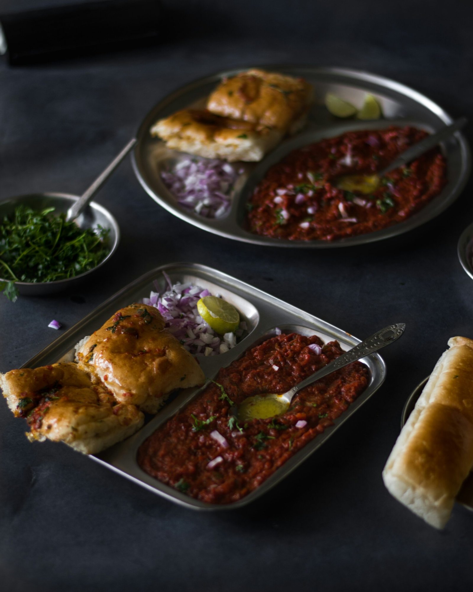 Mild Puneri misal served with bread slices like Bedekar Misal
