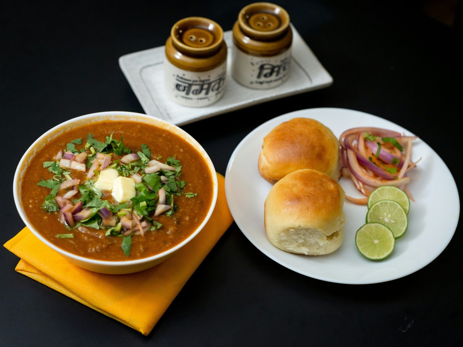 Misal pav plate with farsan, tarri and pav in Pune
