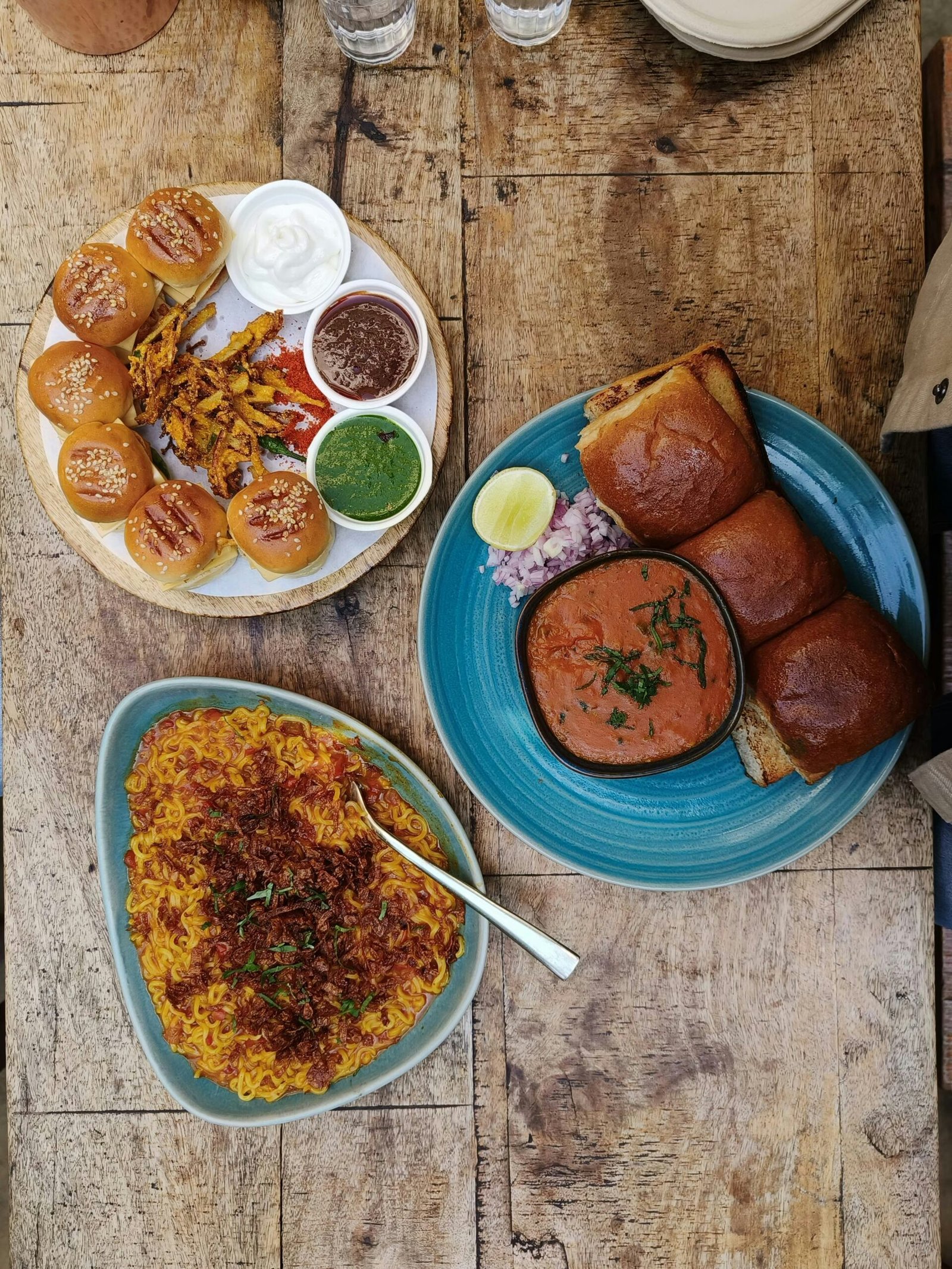 Homestyle misal thali with pav and taak like Bhadait Misal Pune