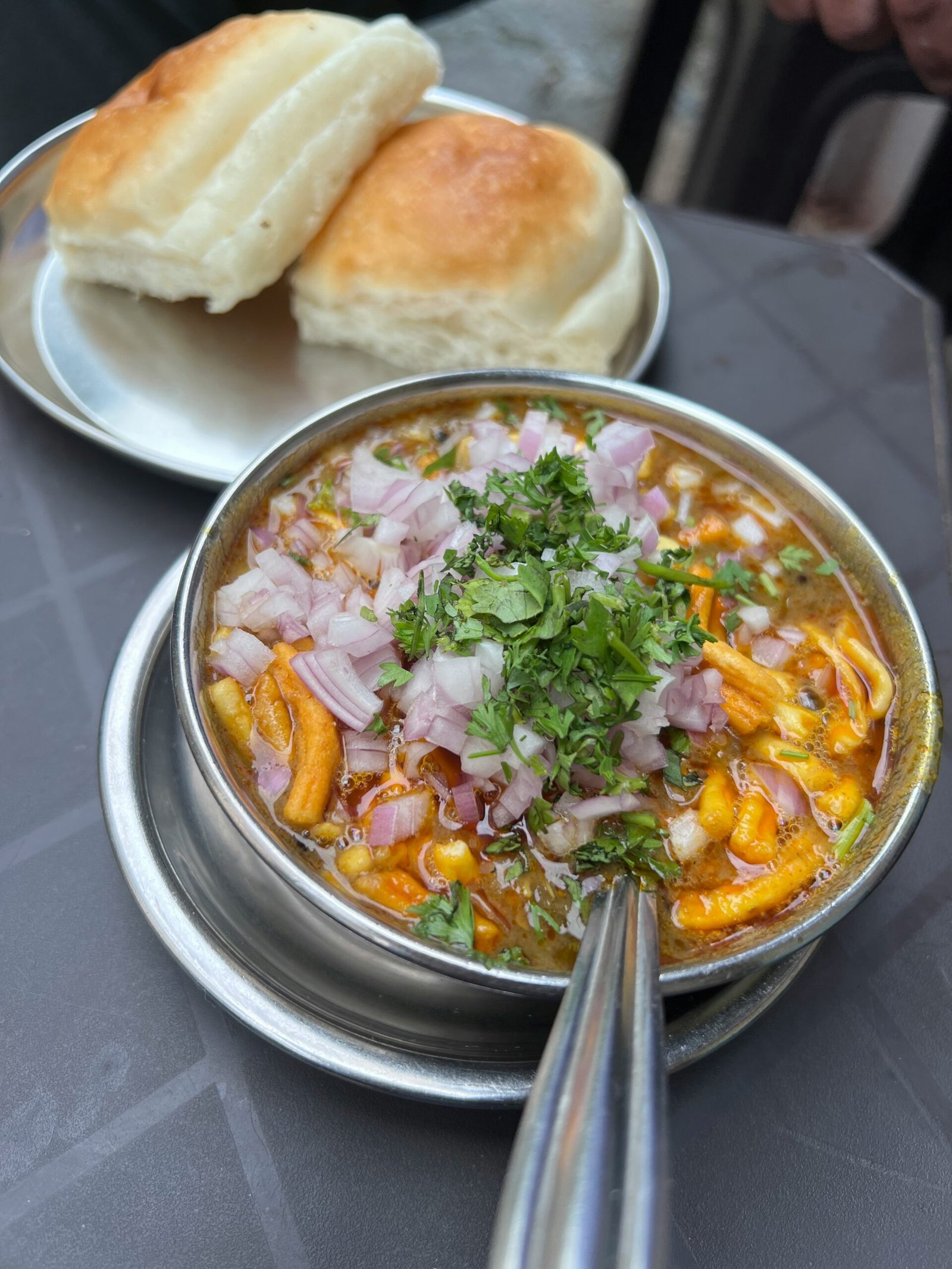 Spicy Kolhapuri style misal pav similar to Katakirr Misal Pune